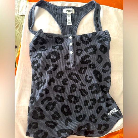 PINK Victoria's Secret Gray Leopard Sexy Racer back Tank Top - NWOT - Size XS - Picture 1 of 4